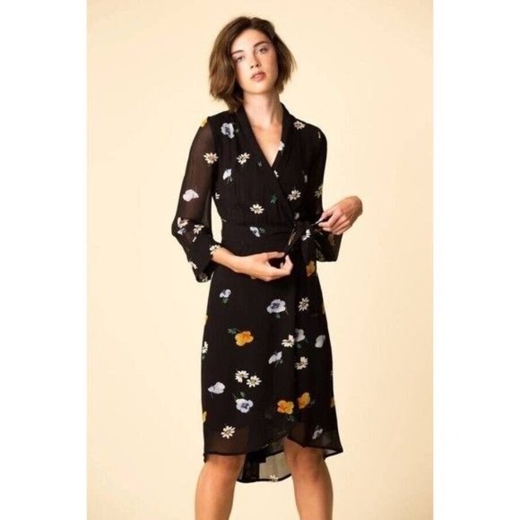 GANNI Dainty Georgette Floral Wrap Dress Size 6 (EU 38) - Picture 3 of 13